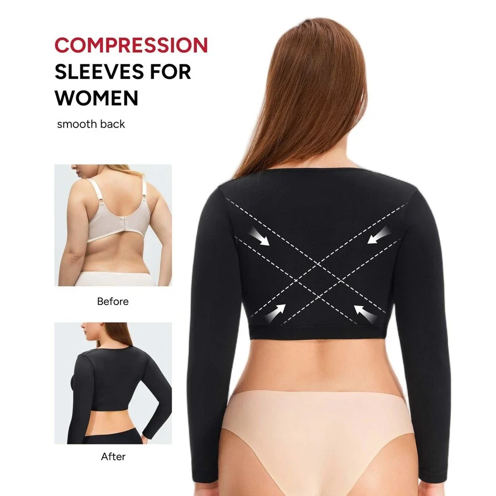 Nebility Women's Arm Compression Sleeve Shaper Post Surgery Front Closure XL